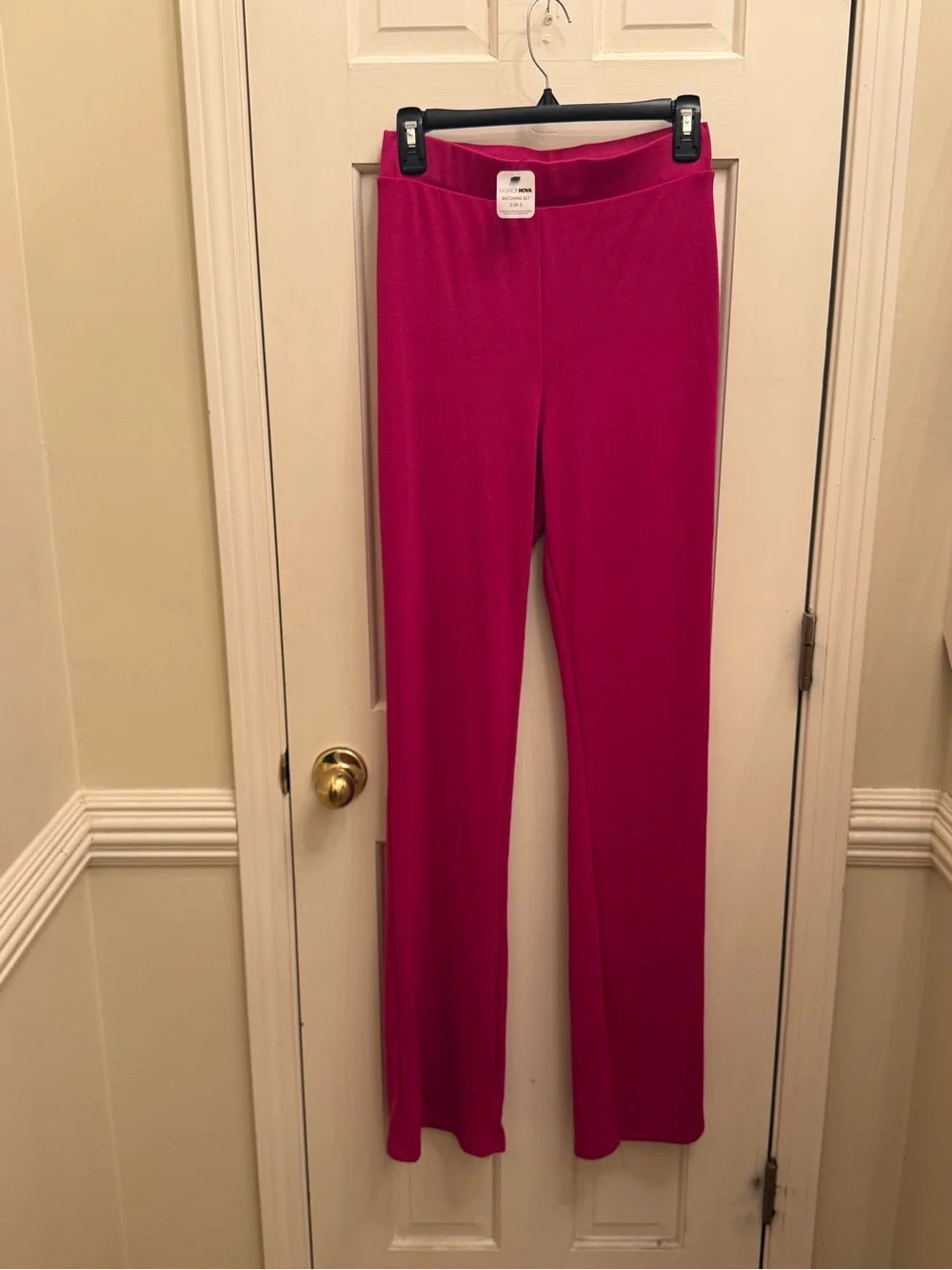 NWT Fashion Nova Casually Classy Magenta Pant Set Size Large